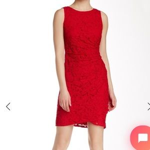 Adrianna Papell red lace bodycon dress